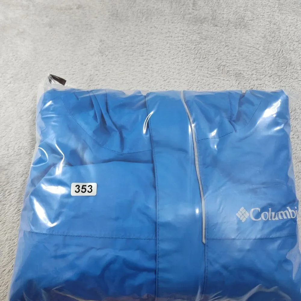 Columbia Rain Coat Jacket Youth Large 14/16 Blue Omni-Tech Hooded Waterproof